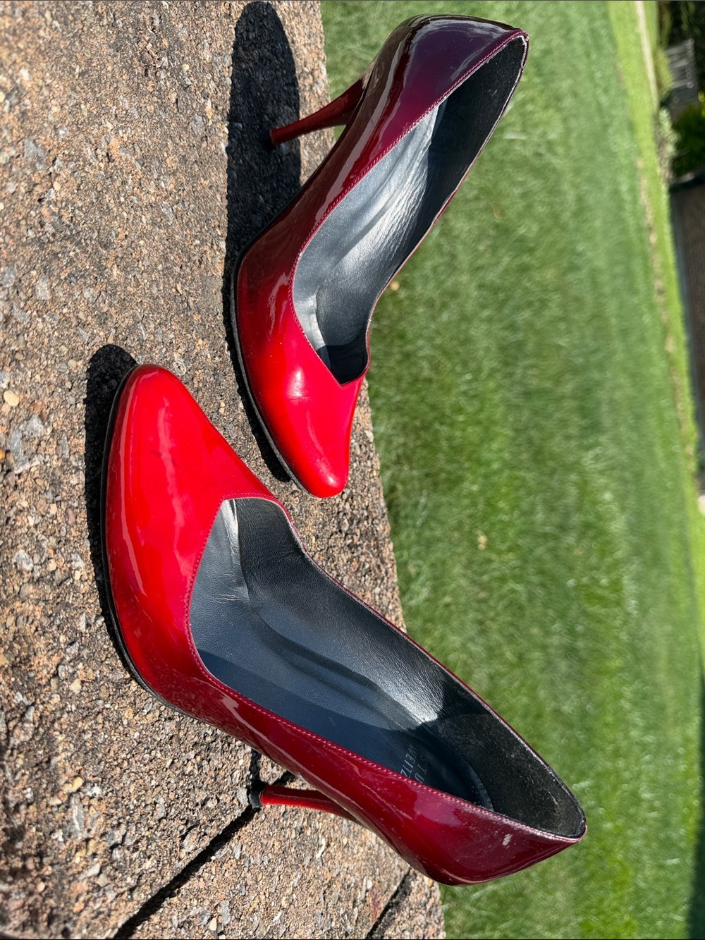 Stuart Weitzman Red Patent Leather Pointed-Toe Stilettos